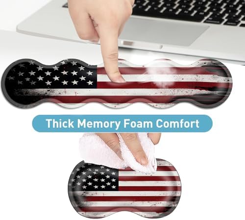 Keyboard Mouse Pad Set, Extended Gaming Mouse Pad+Ergonomics Keyboard Wrist Rest Support, Memory Foam, Easy Typing Pain Relief, 4Pcs XL Ultra Thick Desk Mat,Old American Flag - Image 4