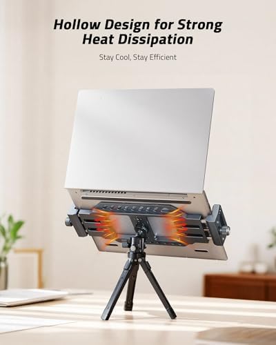 Laptop Holder Stand Desk Mount Clamp with 1/4" Srew, Fits Max 16" MacBook Notebook, Aluminum Large Clamp Clip for Tripod - Image 5