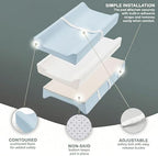 Vegan Leather Contoured Baby Changing Pad | Waterproof & Wipe-Clean PU Leather Diaper Change Mat, Soft, Wipeable Cover, Safety Strap, Non-Slip Bottom, Topper for Standard Infant Diaper Table & Dresser - Image 3