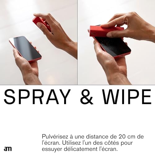 am Screen Cleaner Mist Spray with Microfiber Cloth Around – Alcohol-Free, Streak-Free Screen Cleaning Kit for Smartphones, Tablets, Laptops, Smart TVs & Car Screens, 1 Pack, Orange - Image 4