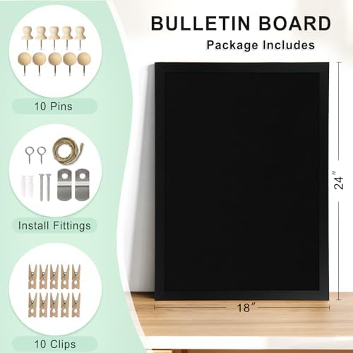 DOLLAR BOSS Double-Sided Bulletin Boards with Linen, 24"x18" Black Cork Board - Image 6
