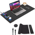 Wireless Charging Mouse Pad with 2nd Gen Tech, 3-in-1 25W Fast Charger, Replaceable Rubber & Microfiber Leather Desk Mat, Large Waterproof Desk Pad for Office & Gaming by AEOVOLL