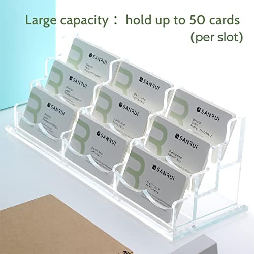SANRUI Acrylic Business Card Holder for Desk, 9-Slot Horizontal Clear - Image 3