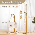 3-Pack Adjustable Tabletop Purse & Banner Display Stands, Gold - Image 2