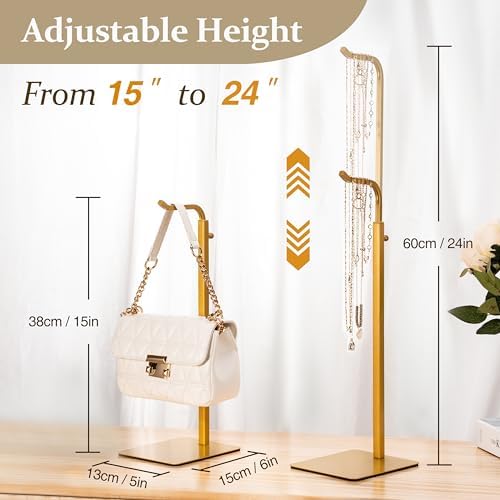 3-Pack Adjustable Tabletop Purse & Banner Display Stands, Gold - Image 2
