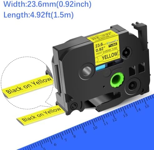 USUPERINK 10 Pack Compatible for Brother P-Touch HSe-651 HSe651 HS-651 HS651 Black on Yellow 23.6mm 0.92'' Heat Shrink Tubing Label Tape for Wire Cable use in PT-P900 D800W P710BT P700 Label Printer - Image 4