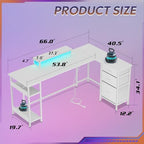 DEVAISE Computer Desk, Home Office, 66 Inch with Drawers, White - Image 3