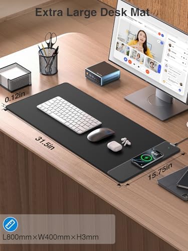 Wireless Charging Mouse Pad, 31.5"x15.8" Large Desk Mat, Smooth Glide - Image 7