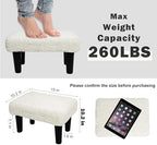 CAROLMADE Ottoman Foot Rest, Sherpa Small Ottoman Foot Stool with Legs Modern Footstool Ottomans for Living Room Entryway Office, Soft White - Image 2