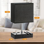 Black Bedside Table Lamps Set of 2 - Dimmable, USB C+A, 2 AC Outlets - Image 6