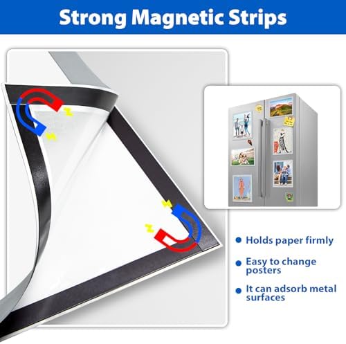 11" x 17" Magnetic Sign Holder, Self-Adhesive Double-Sided Display Frame for Glass, Window, Door, Wall – Magnetic Poster & Document Holder, 20 Pack, Silver - Image 4