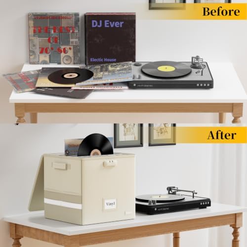 DocSafe Fireproof Vinyl Record Storage Box with Lock, Beige, 13"x13"x13" - Image 6