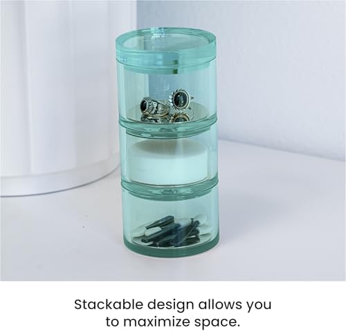 OfficeGoods 3-Tier Stackable Acrylic Holder, Green with Silver Metal Base - Image 4