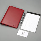HISCOW Slim Leather Junior Padfolio, 5x8 Notepad Cover, Bordeaux - Image 2