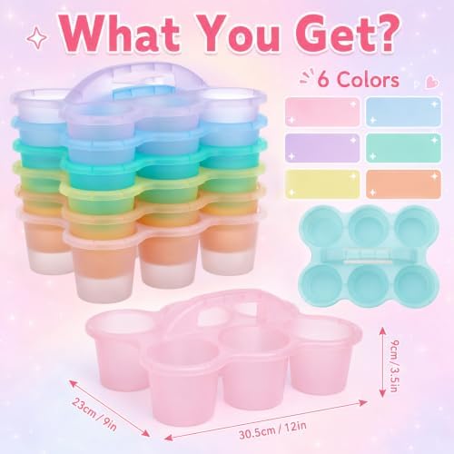 gisgfim 6 Pack Classroom Caddy Organizer with Handle, 6 Compartments, Colorful Clear - Image 2
