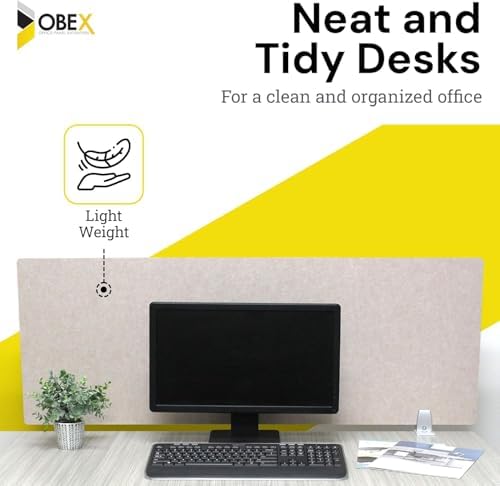 OBEX Panel Desk Mounted PET Privacy Screen, 18" x 42", Sand - Image 4