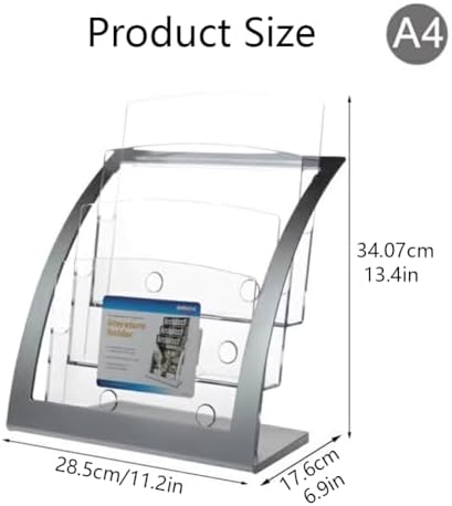 Acrylic Brochure Holder 3 Tier Countertop Display – Clear Literature Rack for A4 & Letter Size Flyers, Pamphlets, Magazines, Menus – Desktop Brochure Organizer for Office Retail Trade Show (Black) - Image 4
