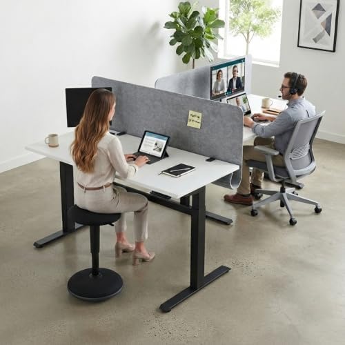 Desk Privacy Panel with Wire Management, 47.2" x 22.5" Cubicle Desk Divider - Image 6