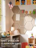 Fluxynara 8-Pack Hexagon Felt Bulletin Board Tiles, Taupe-1 - Image 5
