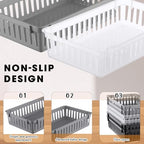 Wenqik Set of 12 Small Plastic Baskets for Organizing, Black,Gray,Clear - Image 4