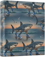 ALAZA Italian Brainrot Meme Tralalero Tralala Shark 7 3 Ring Binder 1.5 Inch Three Ring Office Binders w/clipboard & 3 Pockets, Hold 200 Sheets, 2 pcs by ALAZA
