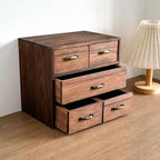 Gralara Wooden Desktop Organizer Desktop Drawer Organizer Wood Grain Wooden Drawer Cabinet for Office Desk - Image 2
