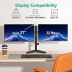 WALI Freestanding Dual Monitor Stand for 13-27 inch Screens, 22 lbs per Arm - Image 2