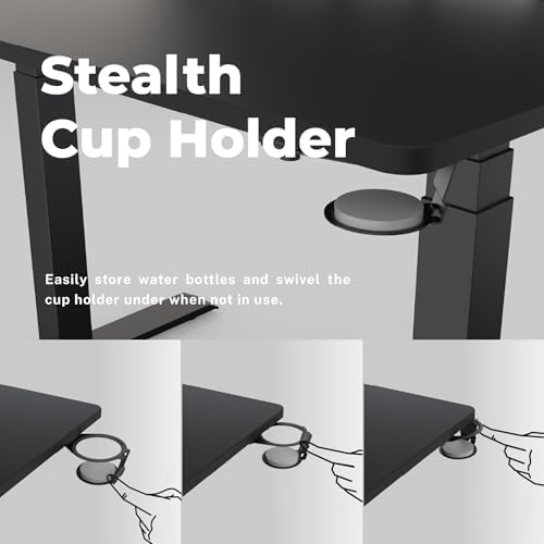 DEZCTOP Desk Cup Holder Under Table Rotation Anti-Spill Swivel Drink Holder Table Edge Cup Holder with Absorbent Cup Pad Water Bottle Stand for PC Gaming Office Desk Fit Most Beverage Cup Sizes, Black - Image 3
