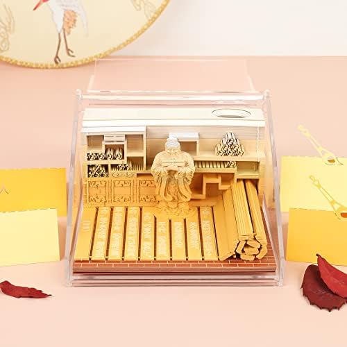 Teacher's Day Gift 3D Sticky Note Paper Card Craft Notepad Confucius Institute 3D Memo Pad, Kawaii Sticky Note Paper Carving Art Notepad with Pen Holder Bookmark - Image 3