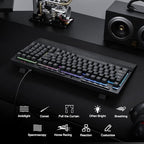 Redragon K515 Shiva Wired RGB Membrane Gaming Keyboard, 98 Keys Mechanical-Feel Keyboard w/Smooth Linear Switch, On-Board Macro & Dedicated Multimedia Keys, Detachable Wrist Rest, Software Supported - Image 7