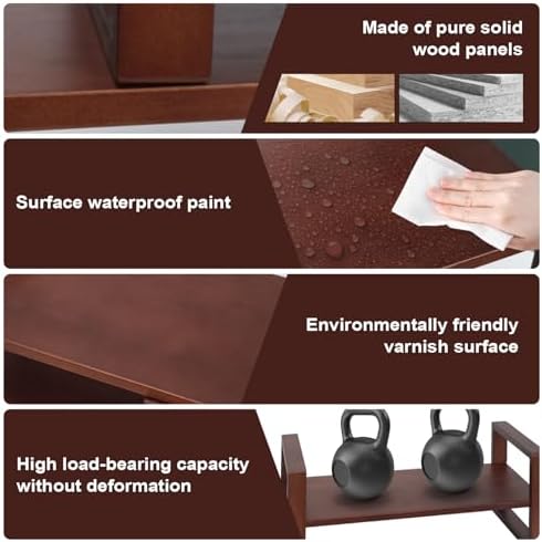 Desk Shelf, 100% Solid Wood Adjustable Desktop Bookshelf, No Tools or Nails Required Retro Tabletop Bookshelf, 130lb Load Capacity for Living Room, Office, for Books, Cookbooks, Walnut Colour - Image 6