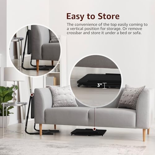TV Trays Set of 2 - Folding TV Tray Adjustable Dinner Trays for Eating On Couch Wooden Tables Mate Stand Foldable Black Desk with Cup Holder Portable - Image 4