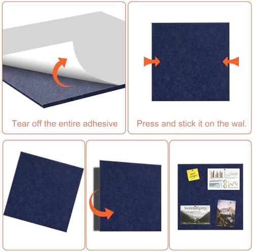 Cork Boards for Walls 48" x 36" Felt Board Alternative, 12 Pack Felt Wall Tiles Bulletin Board, Large Cork Board for Office Pin Board Tack Board Cork Boards - Image 5