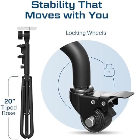 Projector Stand Tripod Laptop Tripod with Wheels & Adjustable Height Portable Podium Stand with Phone Holder Projector Holder for Home, Office, School & DJ Matte Black - Image 5