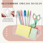 Scalloped Acrylic Pencil Holder for Desk, 3 Compartments - Image 5