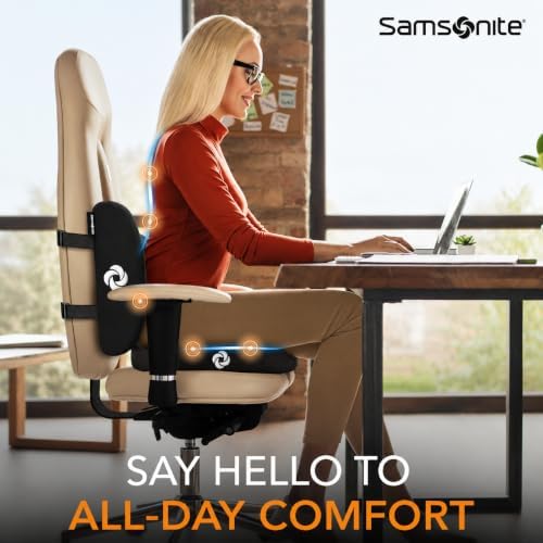Samsonite [2-in-1 Ergonomic Seat Cushion and Lumbar Support Cushion Combo, Memory Foam Office Chair for Back Support and Car Seat Pillow - Image 2