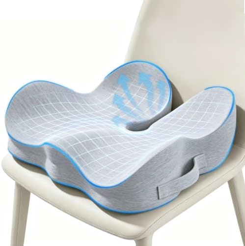 Memory Foam Seat Cushion for Sciatica & Tailbone Pain Relief – Comfort Support for Office Chair, Car Seat, Airplane, Long Sitting Workers & Drivers (Gray) - Image 2
