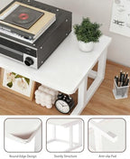 Desktop Printer Stand, 15.7″x 15.7″ 2-Tier Large Printer Shelf fit 3D Laser Printer/Scanner/Fax Machine, Industrial Storage Rack for Home Office Storage, White P4040-W - Image 3