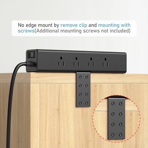 CCCEI 20W Per Side USB-C Desktop Outlet Station, Clamp Power Strip Surge Protector 4800J, Home Office Standing Desk Organizers and Accessories, 10FT 14AWG 15A Extension Cord, Switch, ETL Listing. - Image 4