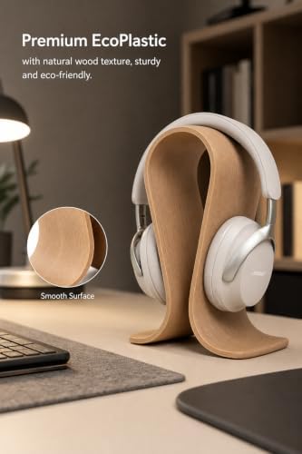 Headphone Stand Compatible with AirPods Max 2 & Most Over-Ear Headphones, Desktop Headset Holder for Home and Office(B style - Oak color) - Image 2