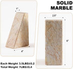Marble Bookends，Natural Decorative Bookend for Shelves, Non-Skid Book End for Heavy Books, Idea Book Stoppers & Holder for Desk Bookshelf Decor, Modern Home Decor Cream Color Book Ends, Set of 2 - Image 6