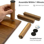 Dual Monitor Stand Riser, Acacia Wood Desktop Shelf with Storage - Image 3