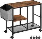 MAHANCRIS Printer Stand with Storage Bag, 3-Tier Mobile Under Desk Printer Cart with Wheels, Wood Rolling Printer Table, Organizer Shelf for Study, Office, Living Room, Rustic Brown PTHR2201 by MAHANCRIS
