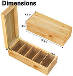 Neando Bamboo Business Card Organizer for 2x3.5 Cards – 600-Card Capacity Wooden Holder with Lid, 4 Compartments, Includes 20 Thick Index Cards – Natural Mini Card Filing Box - Image 4