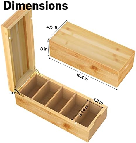Neando Bamboo Business Card Organizer for 2x3.5 Cards – 600-Card Capacity Wooden Holder with Lid, 4 Compartments, Includes 20 Thick Index Cards – Natural Mini Card Filing Box - Image 4