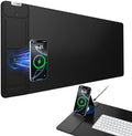 Mouse Pad with Wireless Charging & Foldable Phone Holder, 27.5"x11.8" Black by abcmat