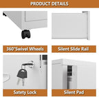 Polup 2 Drawer Rolling File Cabinet with Lock for Home Office - Image 5
