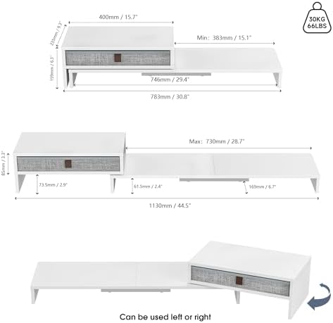 Fenge Monitor Stand with Fabric Drawer, Adjustable Length and Angle - Image 5