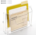 Acrylic Hanging Wall File Organizer, 2-Tier Mail Organizer Wall Mounted Magazine Wall File Holder, Paper Folder Organizer for Office, Desk, School - Image 3