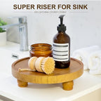 EOSAHR Wood Display Riser: Rustic Pedestal Stand for Bathroom Decor, Yellow - Image 6